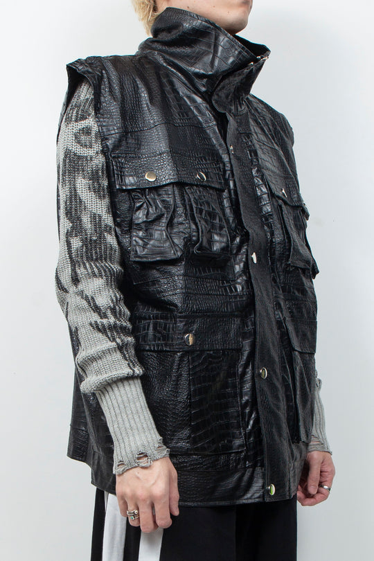 Black leather vest