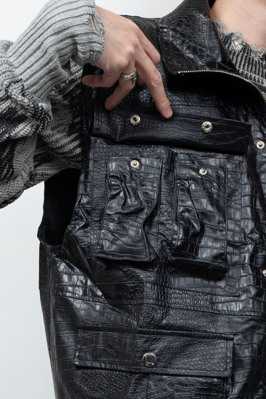 Black leather vest