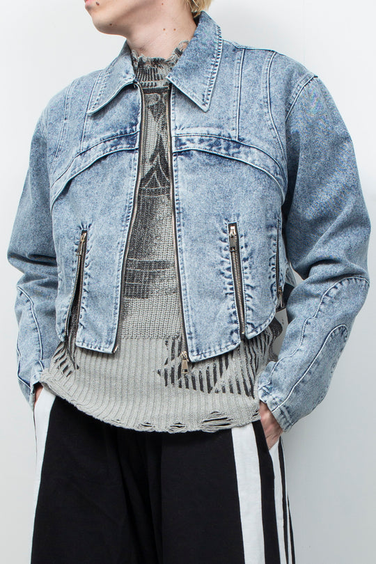 Blue denim short jacket