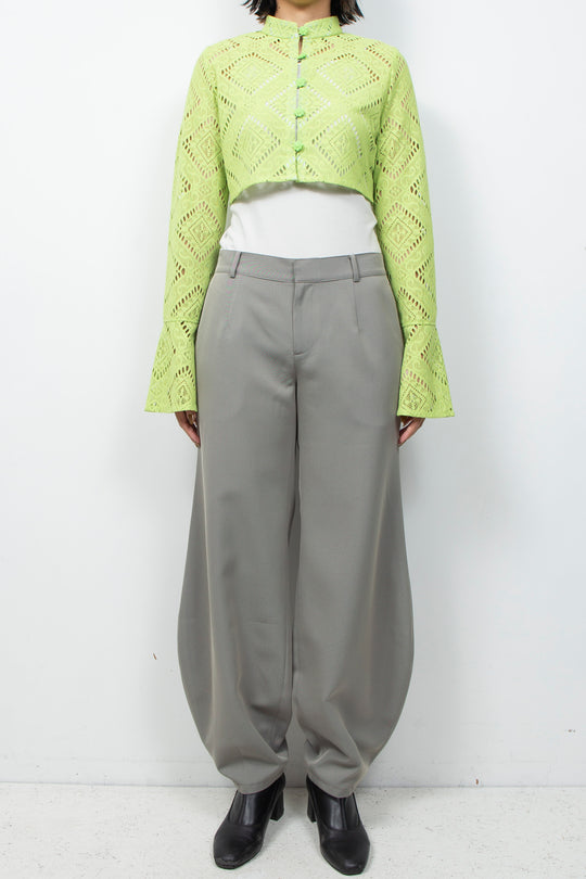 KIKU Button Lace Blouse Light green