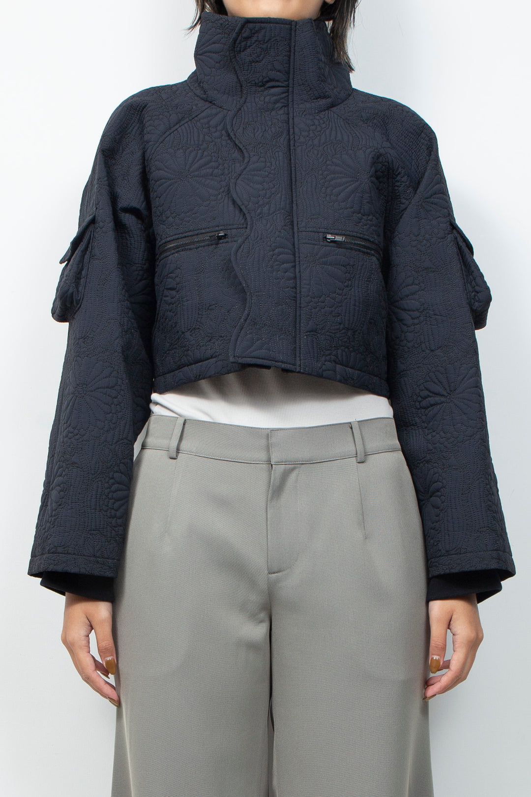 KIKU Quilted Cropped Jacket Black