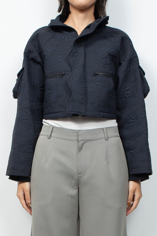 KIKU Quilted Cropped Jacket Black