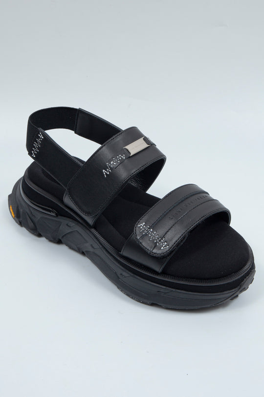 STITCH WORK DOCKING LEATHER SANDALS