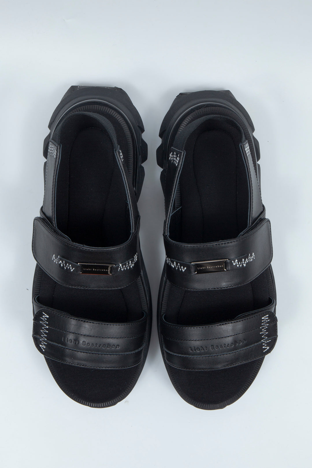 STITCH WORK DOCKING LEATHER SANDALS