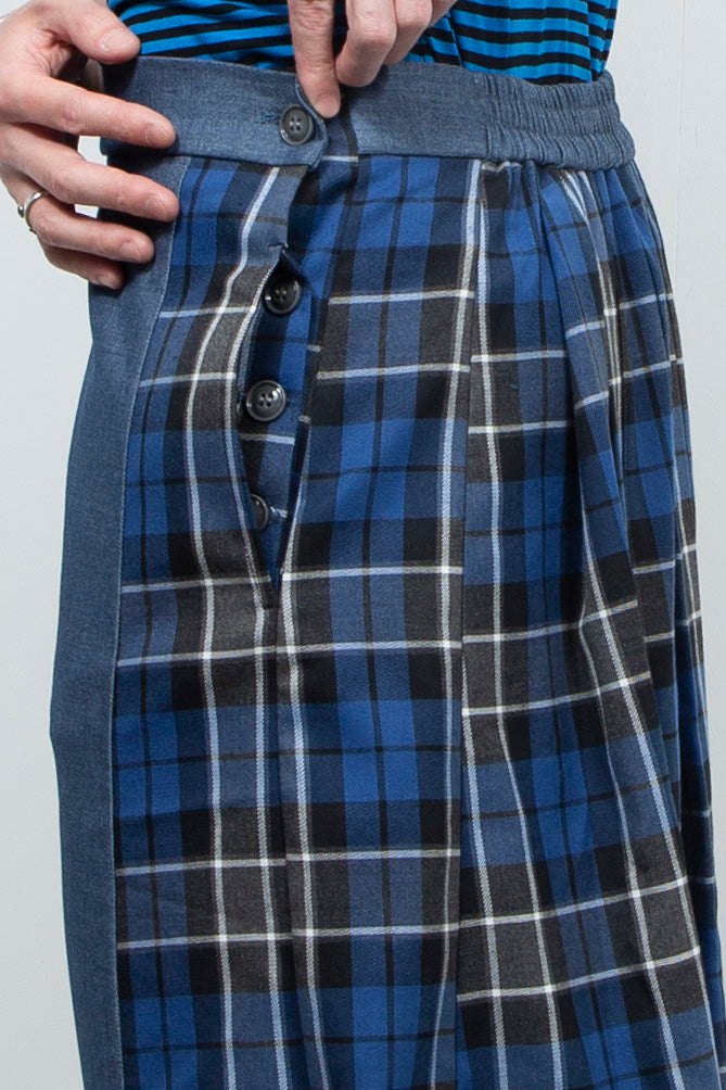 Pleated skirt patchwork denim skirt pants