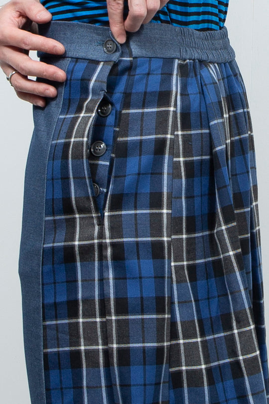 Pleated skirt patchwork denim skirt pants