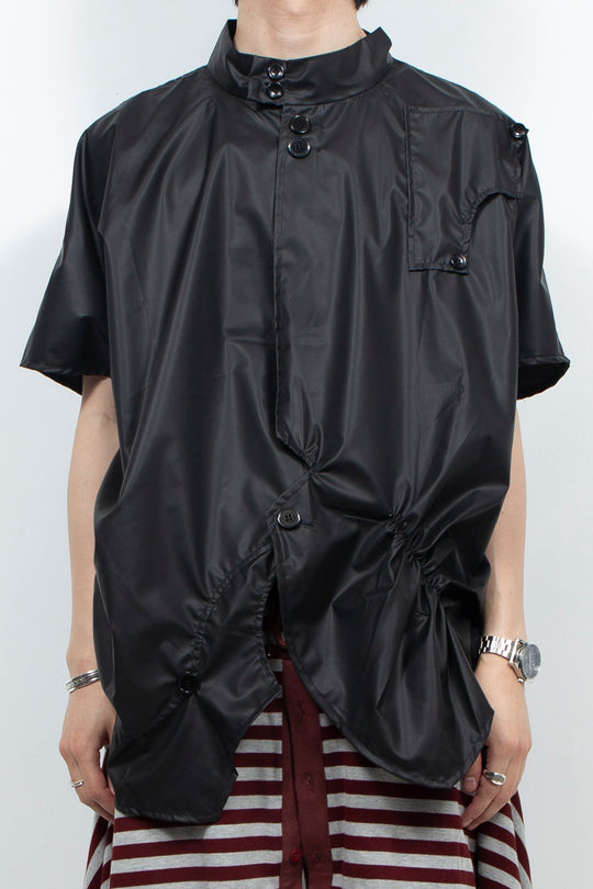 Black patent leather plastic shirt