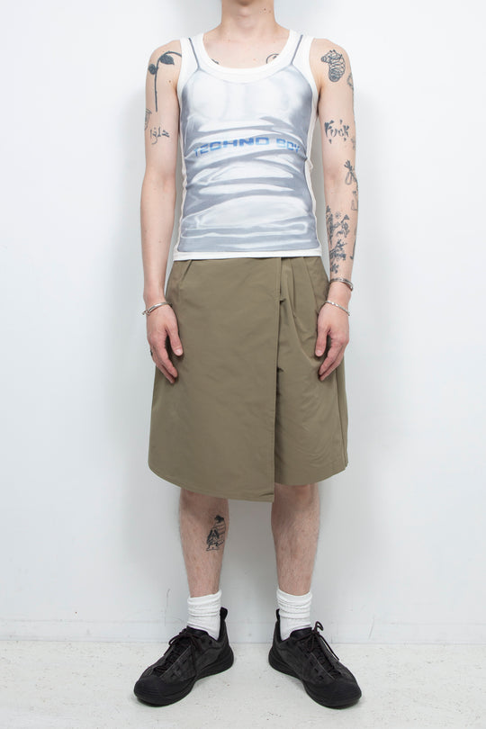 Two tone printed thread vest White
