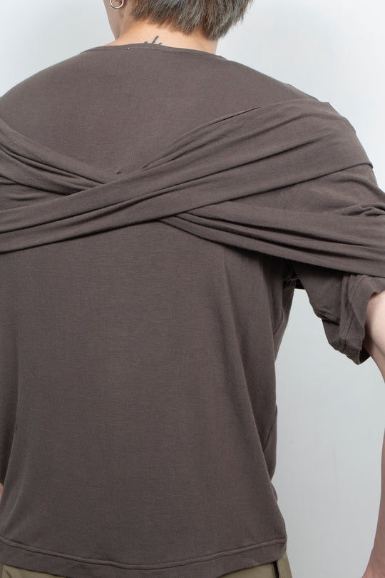 Two tone cross elastic top Gray