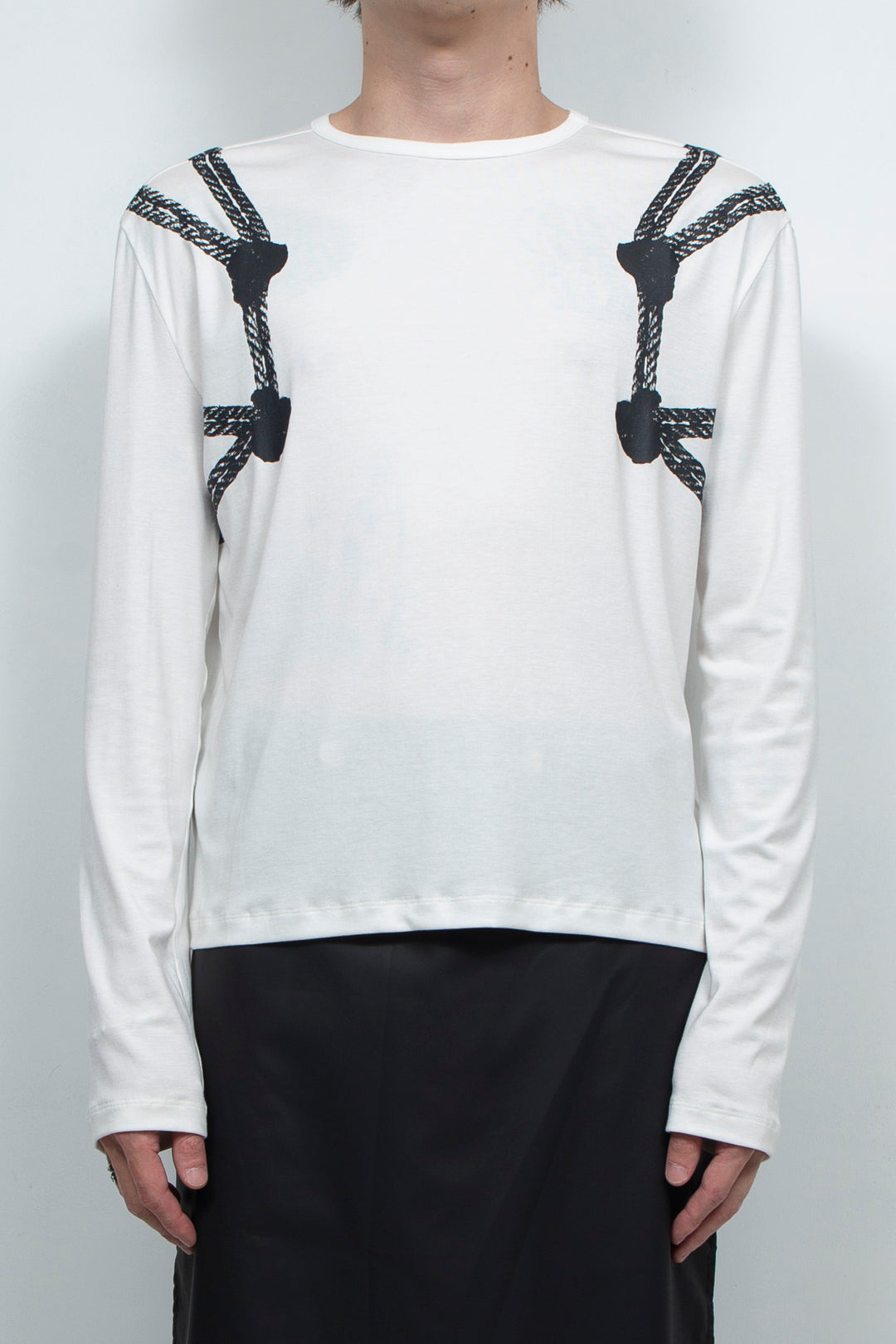 White drawstring printed top
