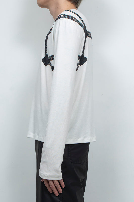 White drawstring printed top