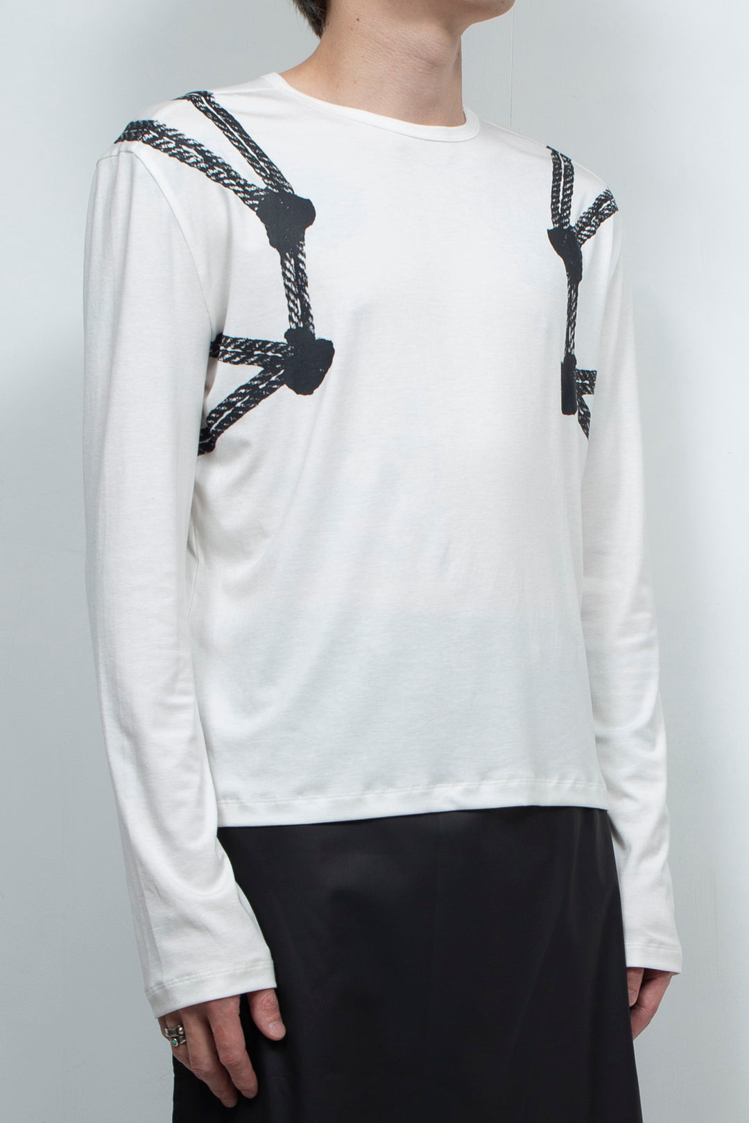 White drawstring printed top