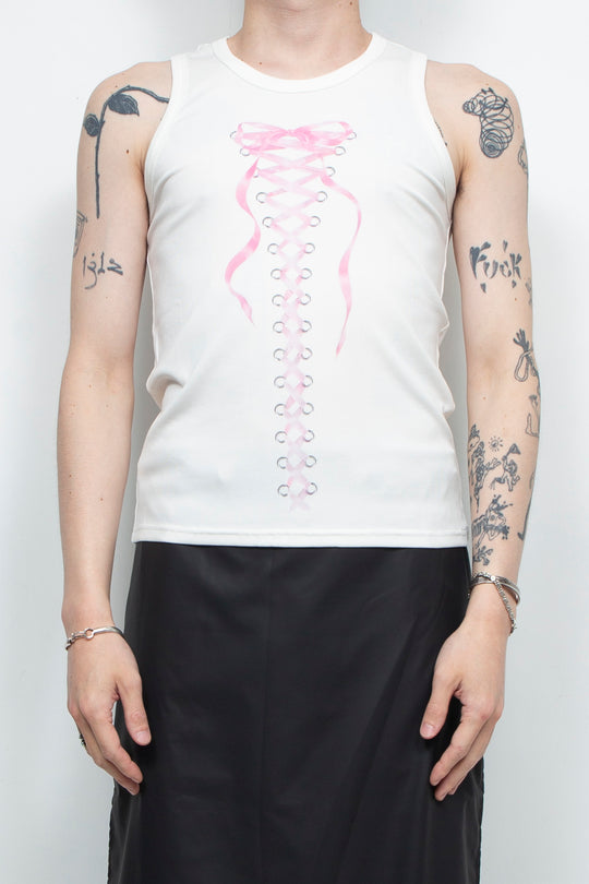 White bow vest