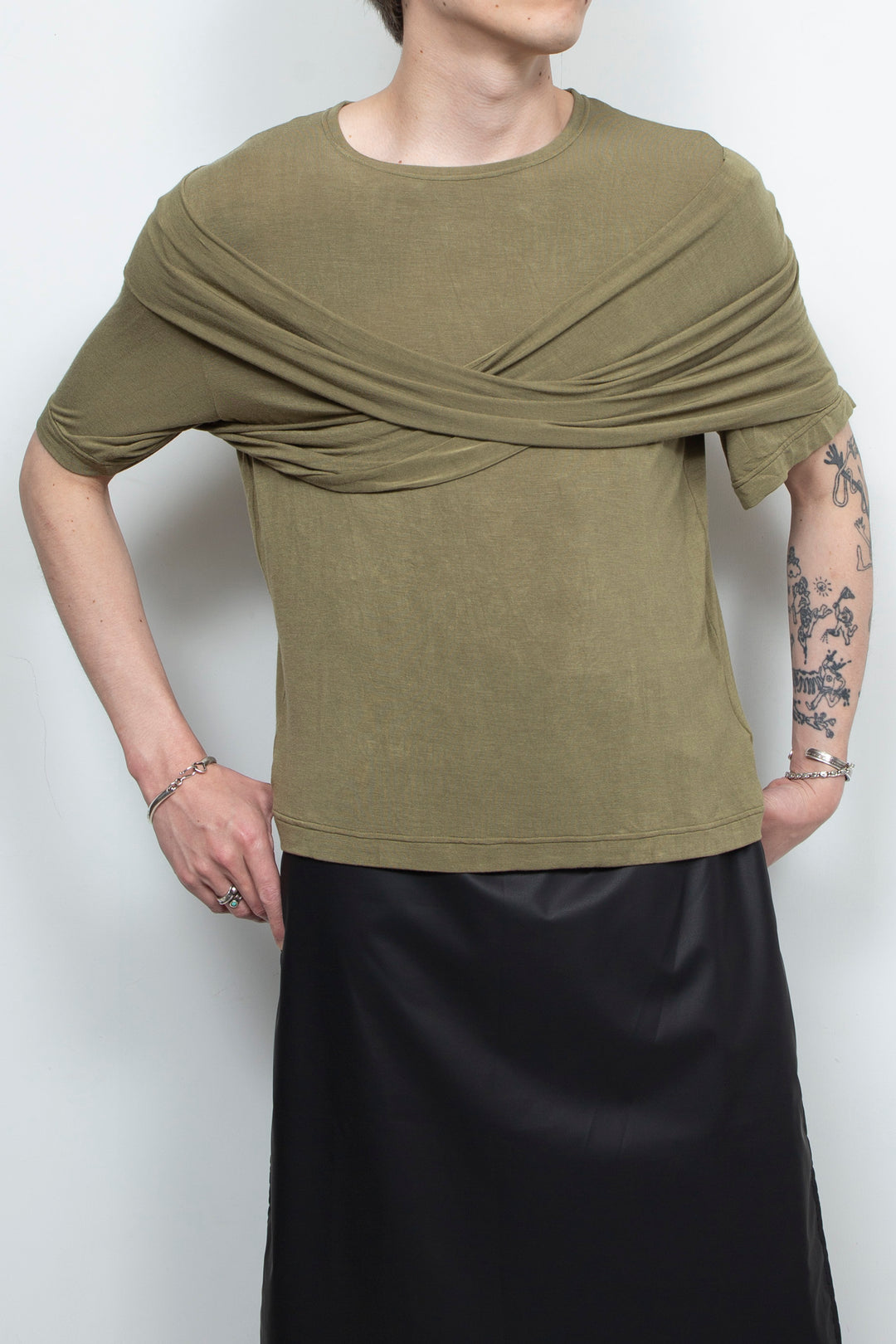 Two tone cross elastic top Yellow