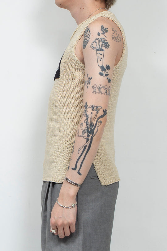 Khaki woven elastic vest