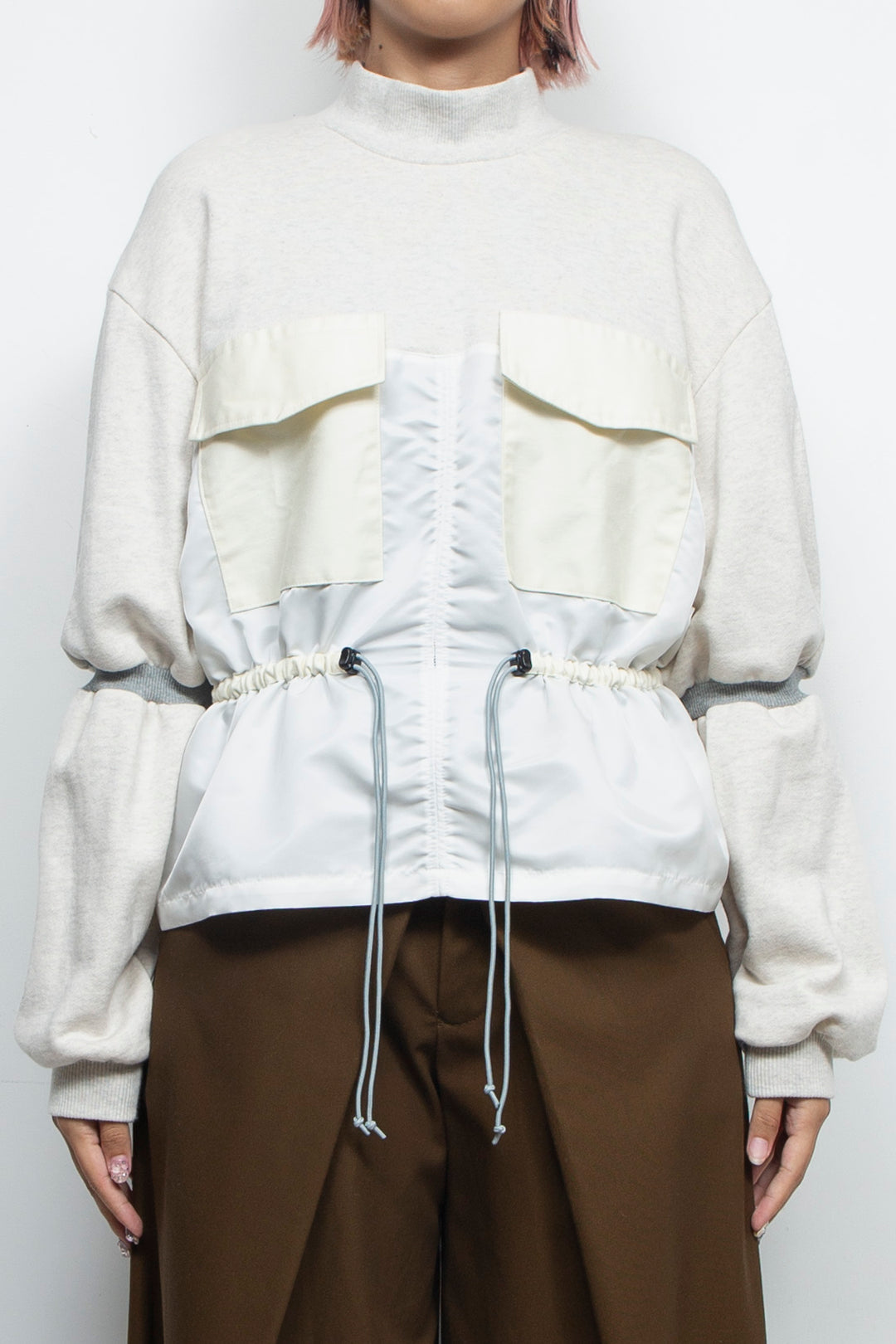 High neck design sweatshirts IVORY