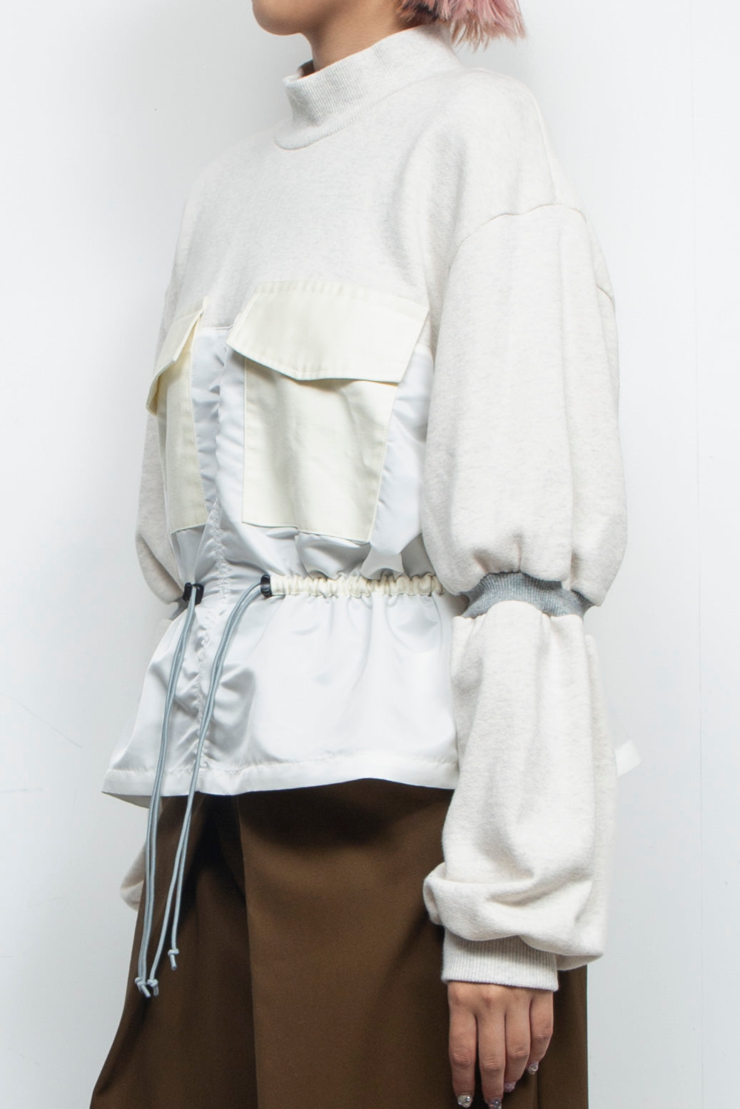 High neck design sweatshirts IVORY