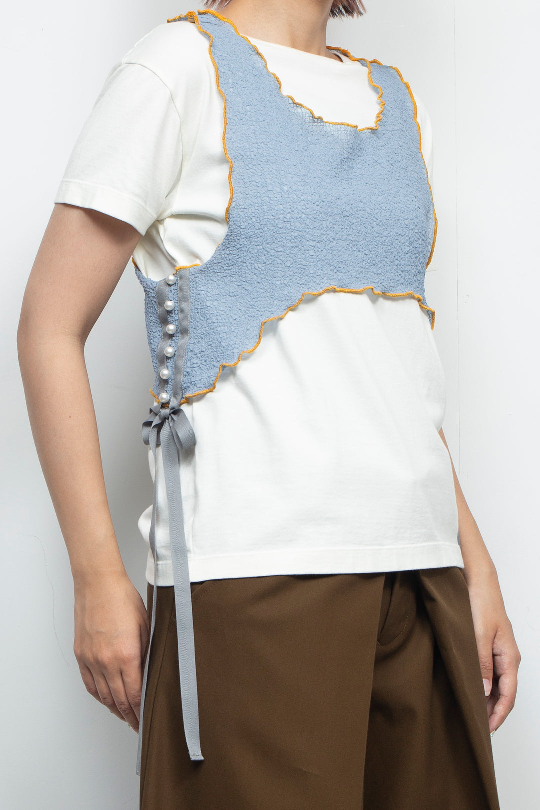 Mellow pearl ribbon tank top Blue