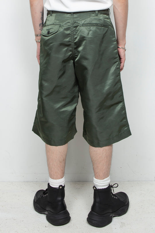 Zipper nylon baggy shorts Khaki