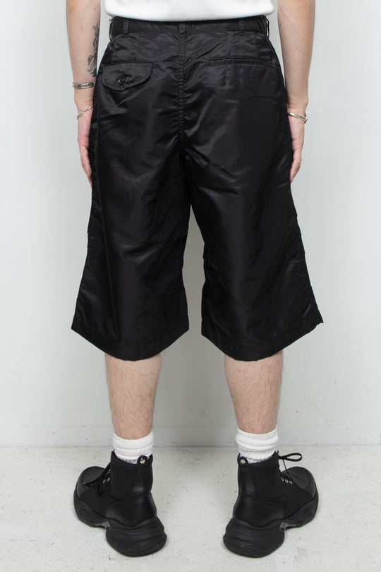 Zipper nylon baggy shorts Black