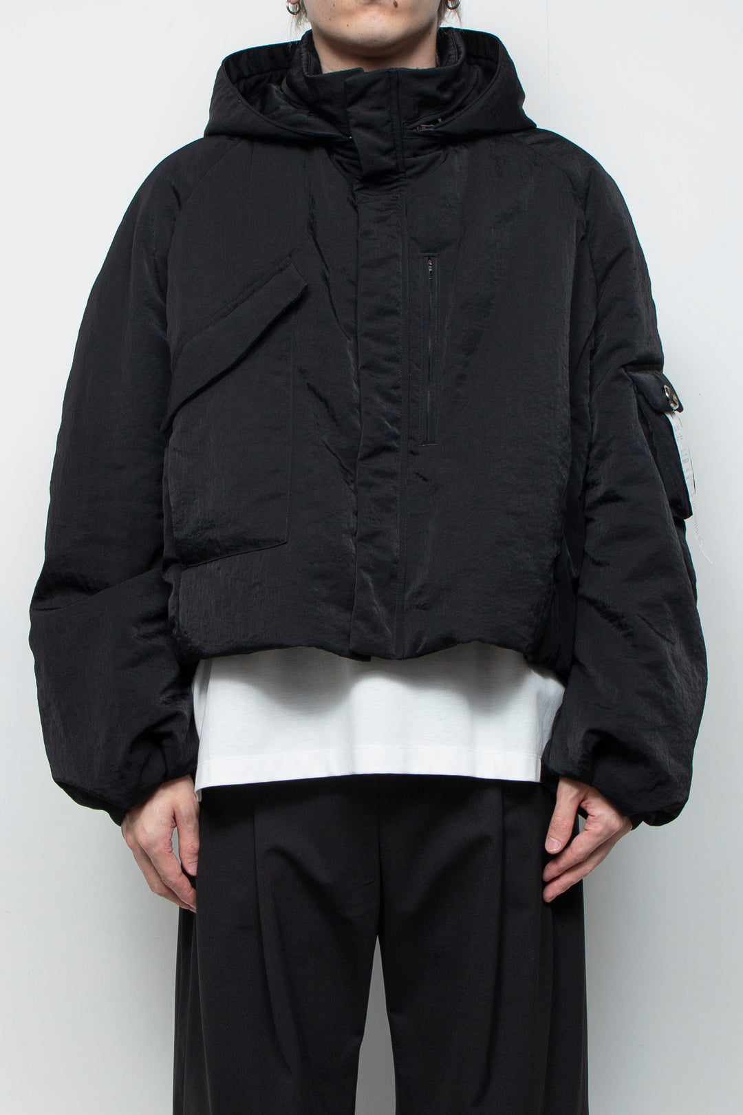 QUOISM®️ Padding Short Hooded Blouson BLACK