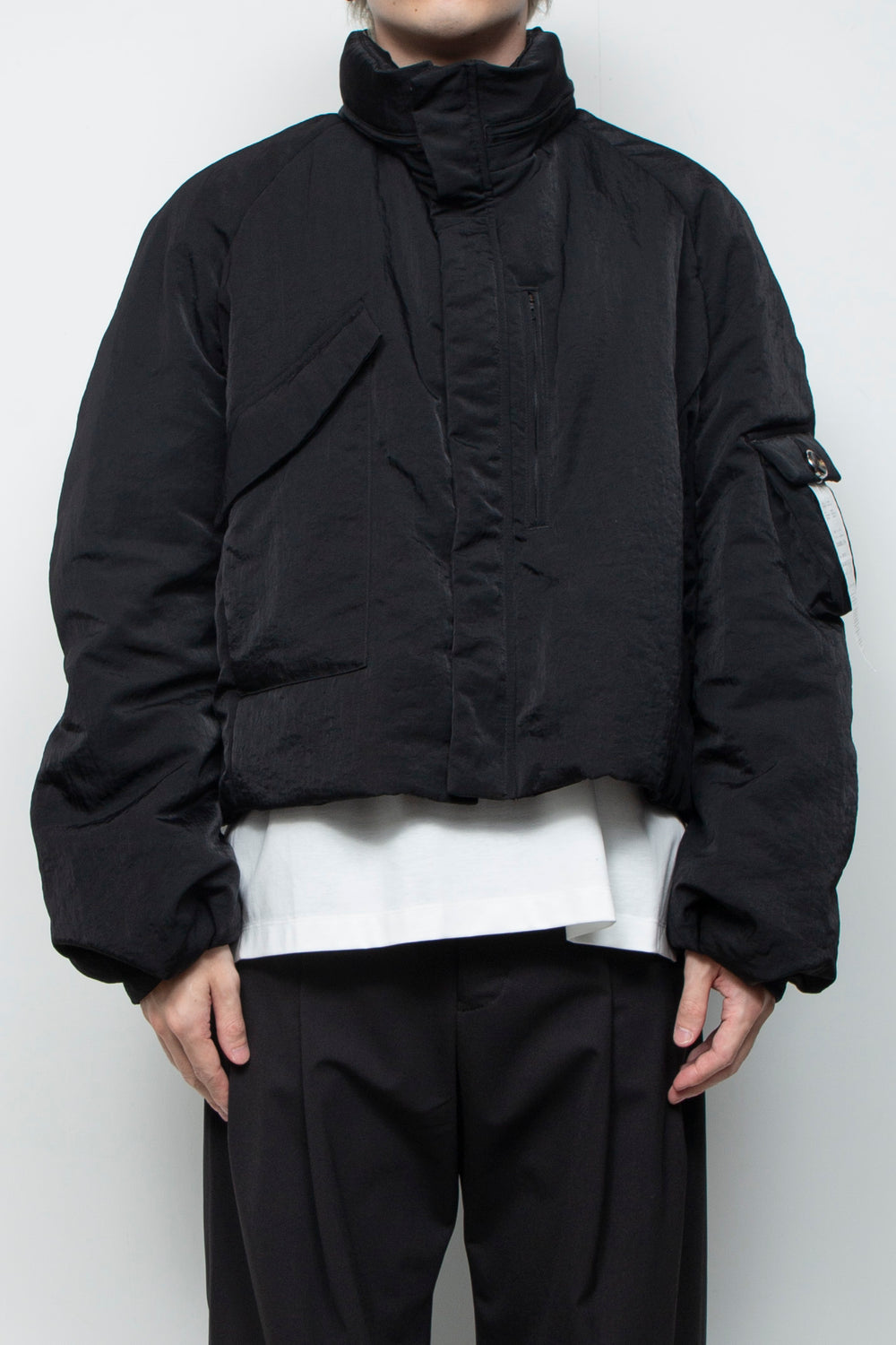 QUOISM®️ Padding Short Hooded Blouson BLACK