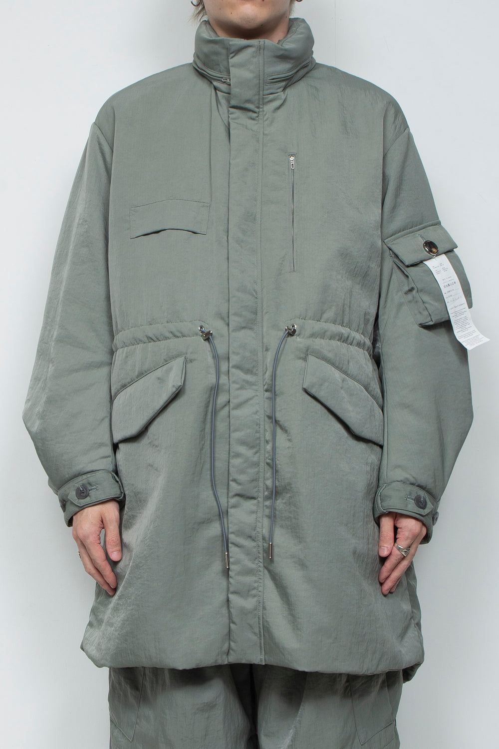 QUOISM®️Patting Fishtail Coat SKY GRAY