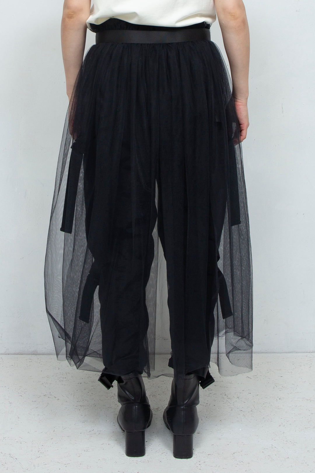 layered belt pants BLACK