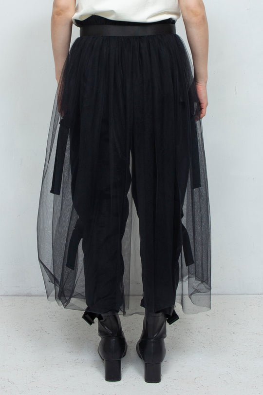 layered belt pants BLACK