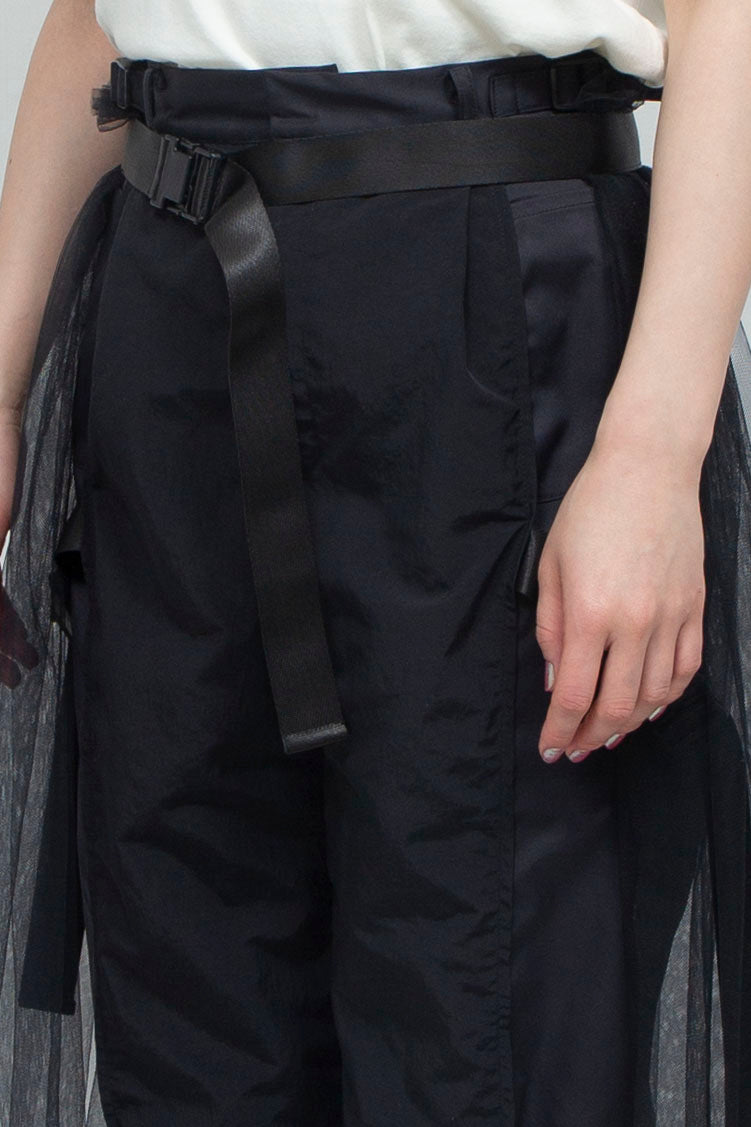 layered belt pants BLACK