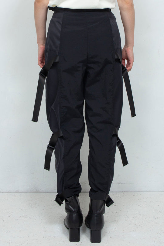 layered belt pants BLACK