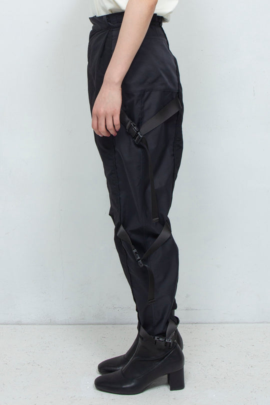 layered belt pants BLACK