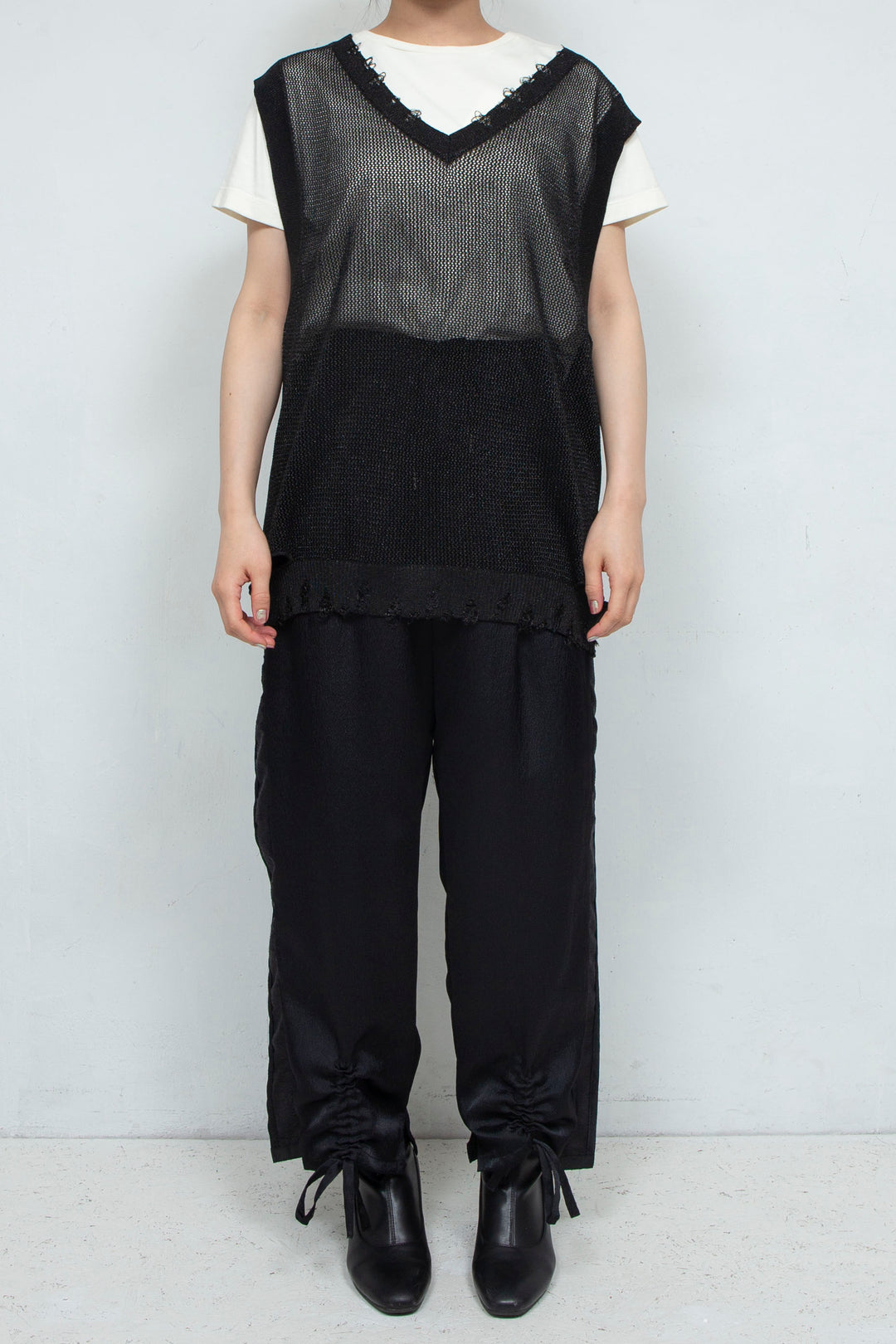 2way Knit Tank Tops Black