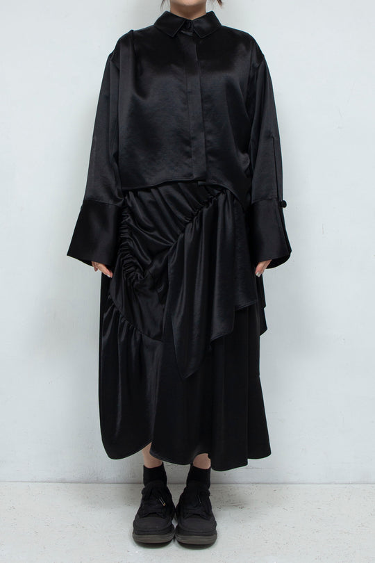 Asymmetric short shirts BALCK