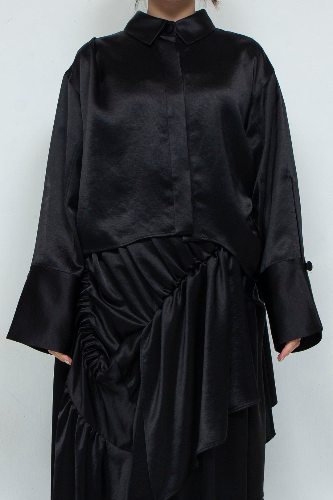 Asymmetric short shirts BALCK