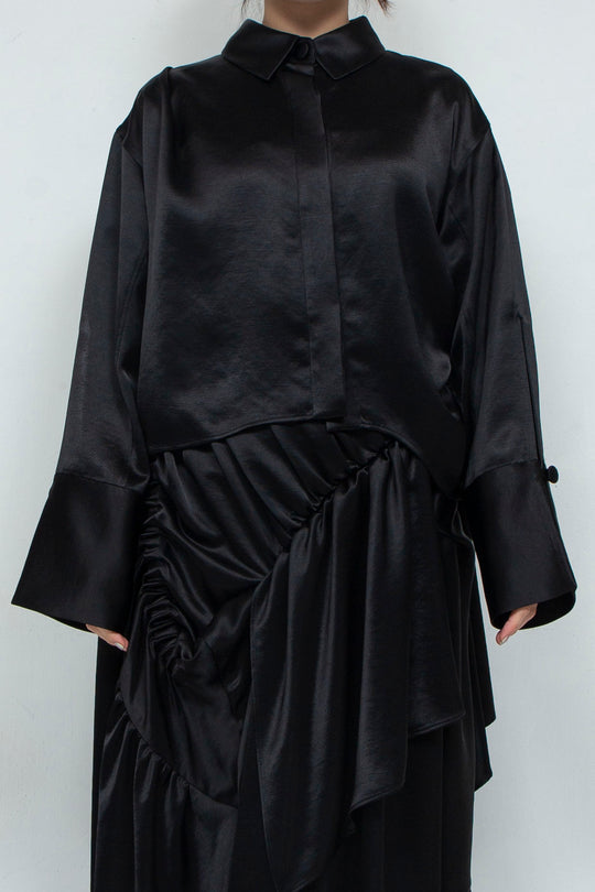 Asymmetric short shirts BALCK