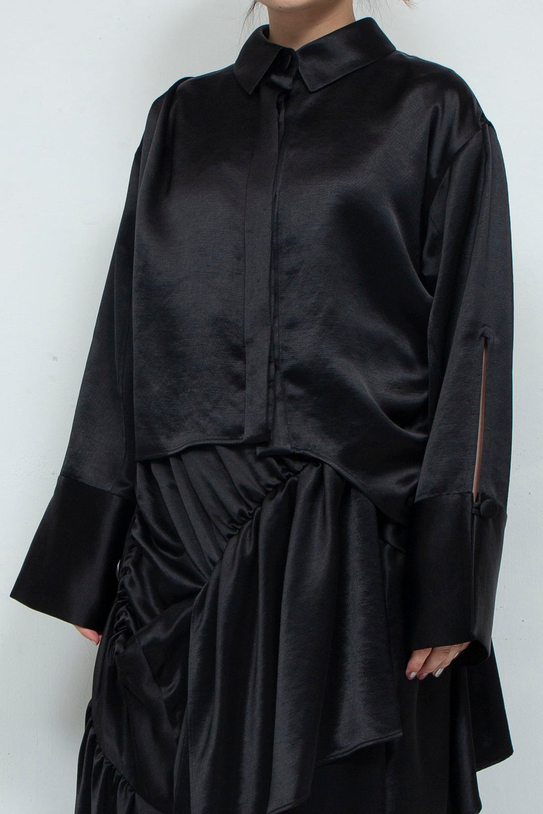 Asymmetric short shirts BALCK