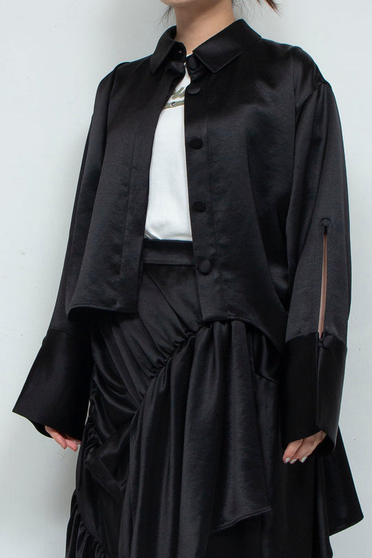 Asymmetric short shirts BALCK