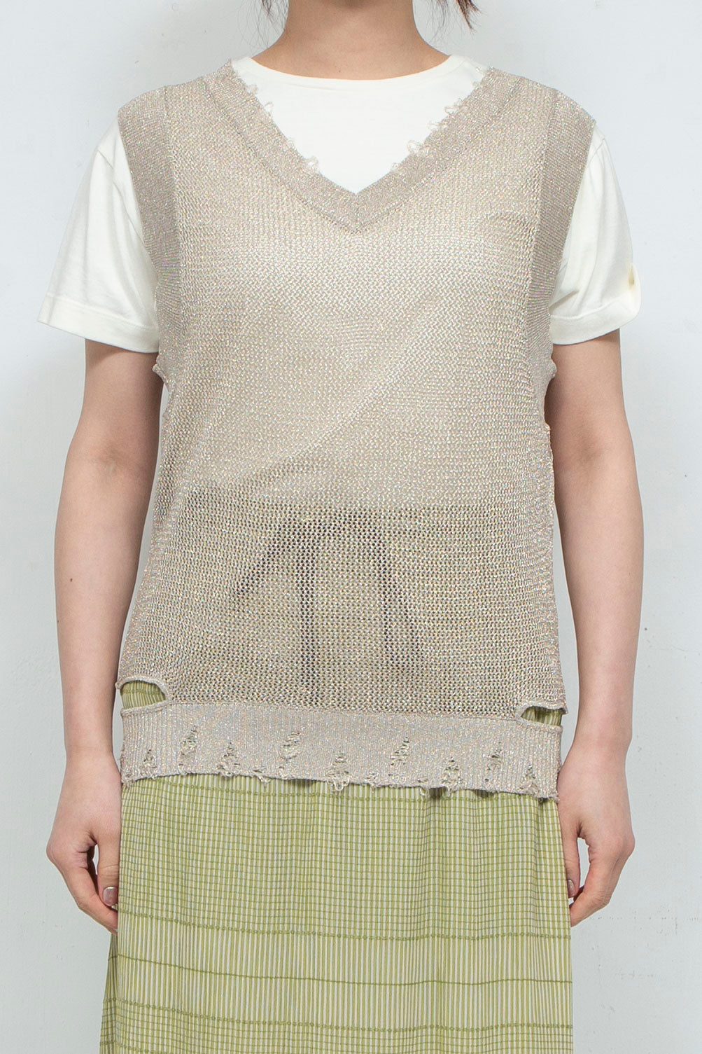 2way Knit Tank Tops Beige