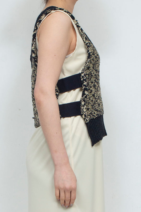 Knit Tank Tops Beige×Black