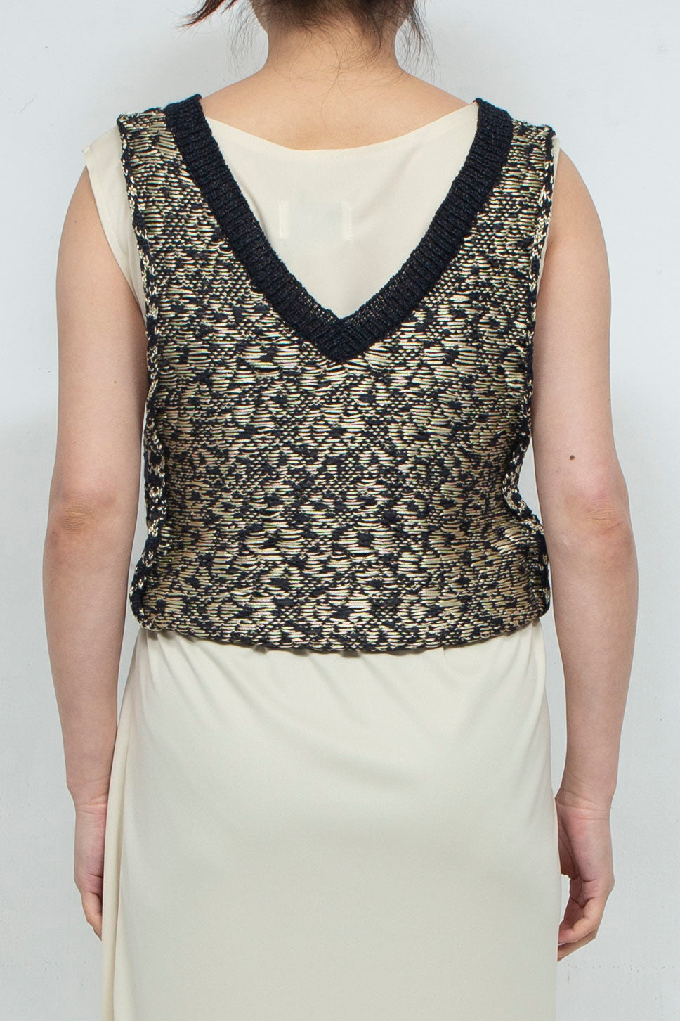 Knit Tank Tops Beige×Black