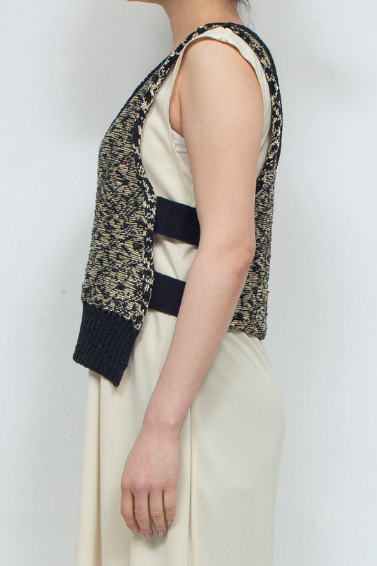 Knit Tank Tops Beige×Black