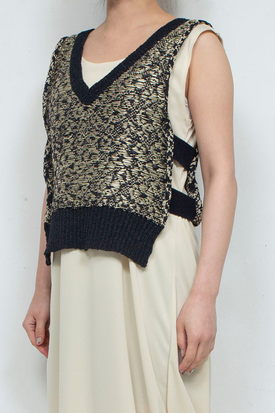 Knit Tank Tops Beige×Black