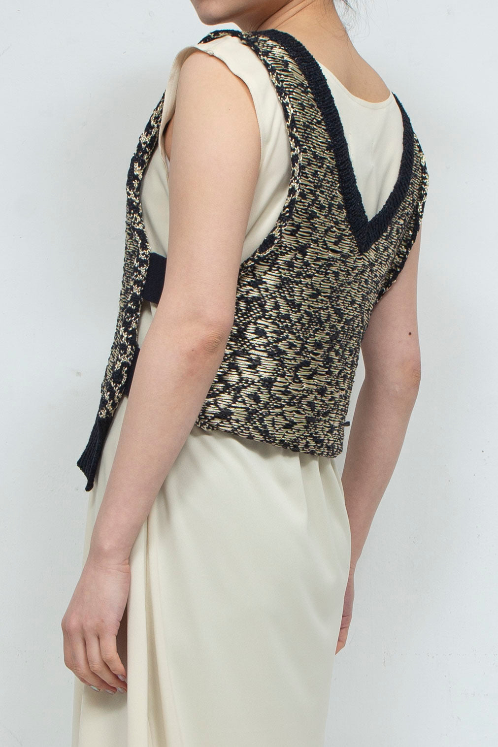 Knit Tank Tops Beige×Black