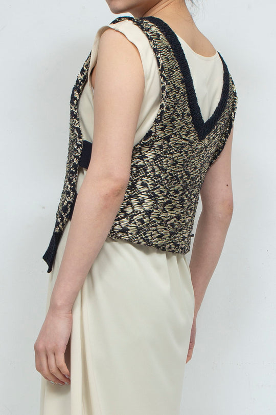 Knit Tank Tops Beige×Black