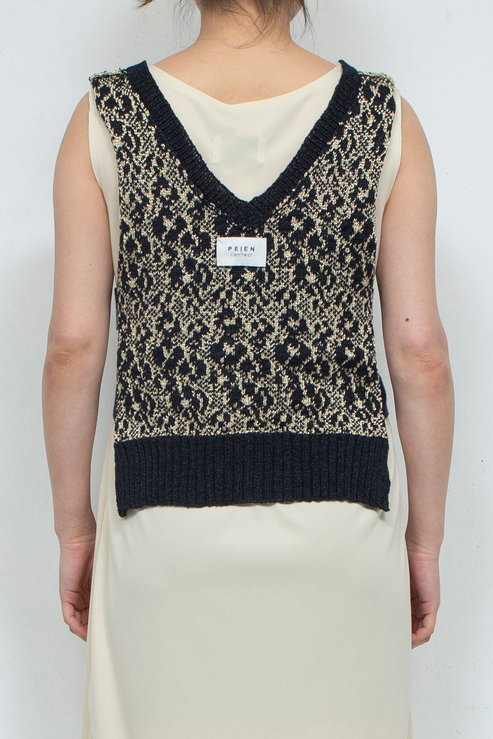 Knit Tank Tops Beige×Black