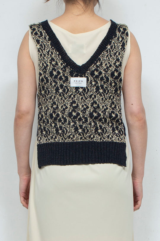 Knit Tank Tops Beige×Black