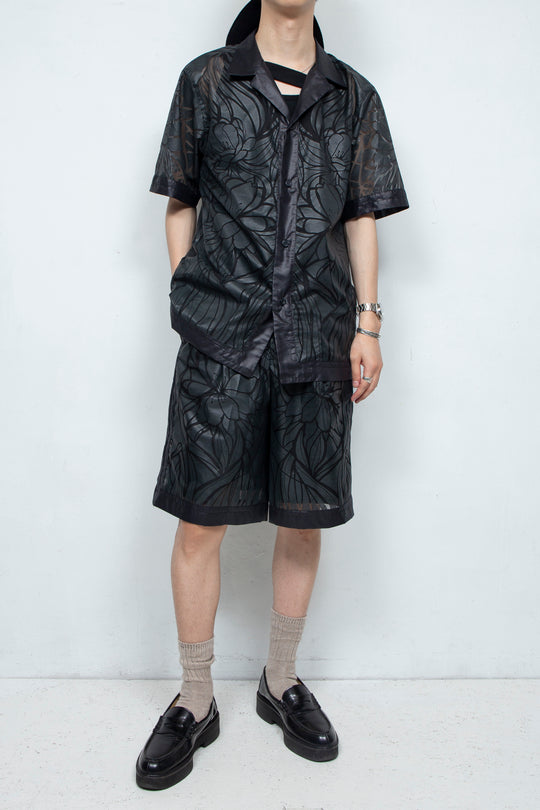 Graphic Sheer Half Pants