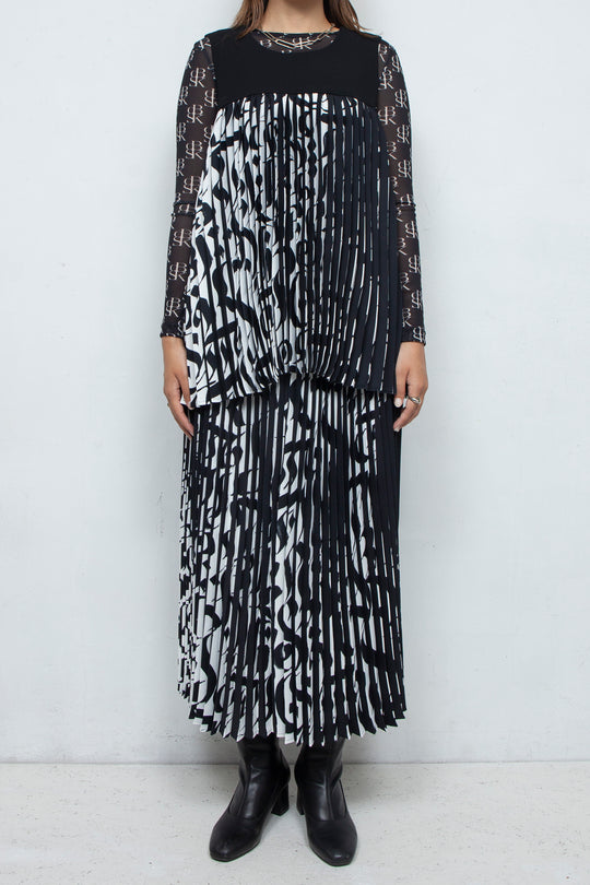Two Face Accordion Pleats Sleeve-less Top BI
