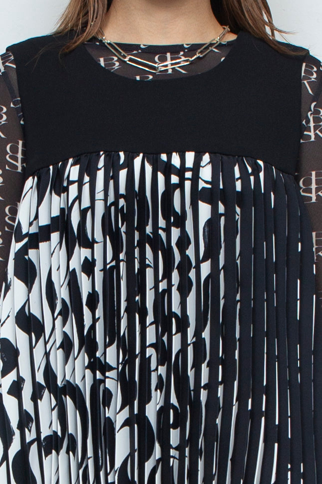 Two Face Accordion Pleats Sleeve-less Top BI